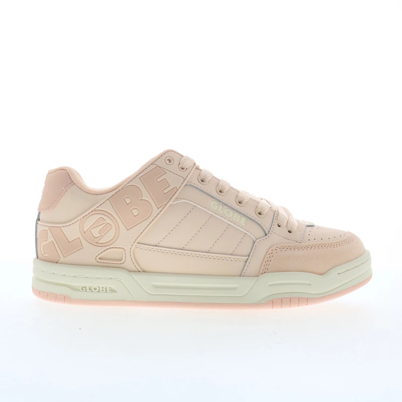 tilt_gbtilt_peachcream_01 Globe Tilt GBTILT Mens Pink Leather Lace Up Skate Inspired Sneakers Shoes - Image 1