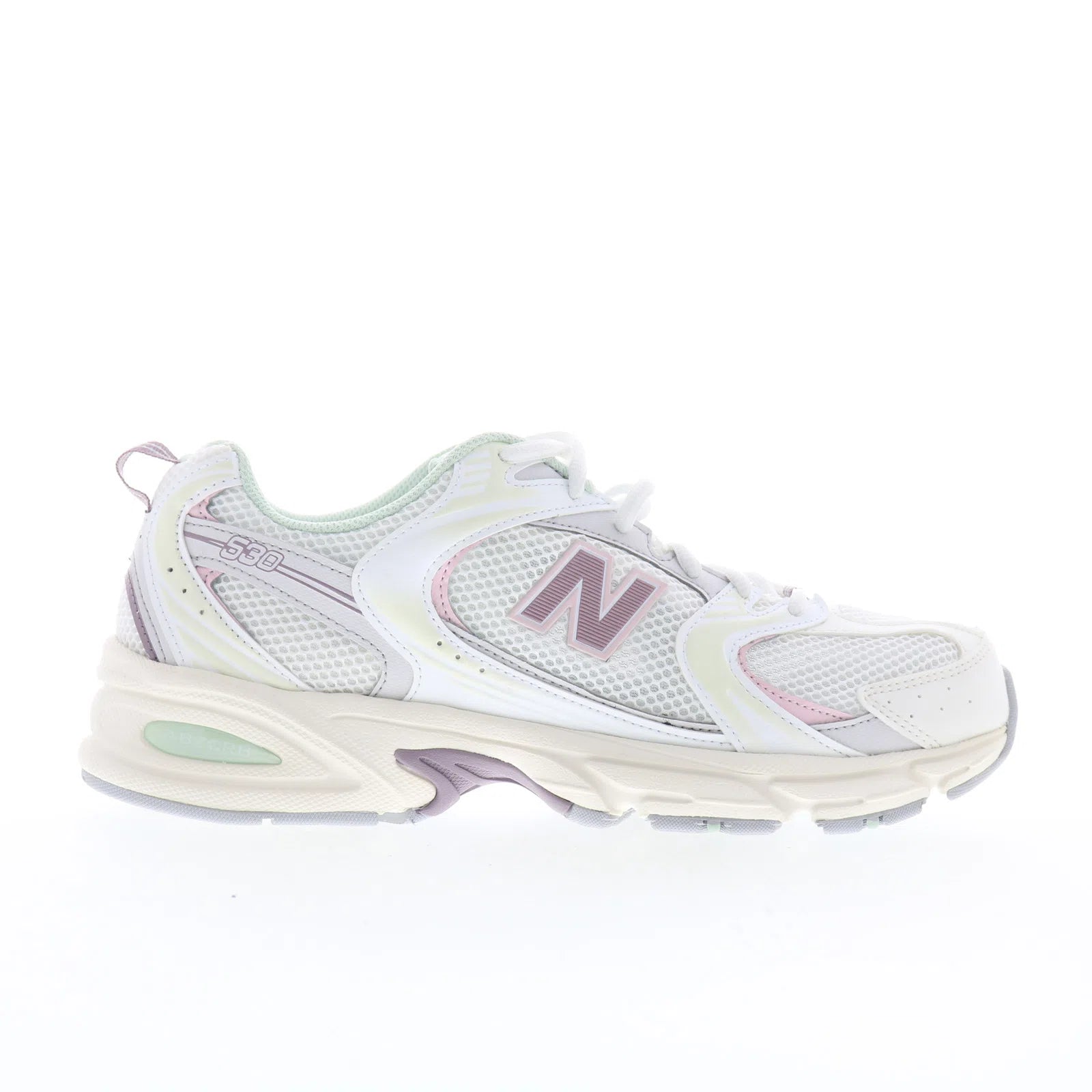 u530neb_530_white_purple_01 New Balance 530 U530NEB Mens White Mesh Lace Up Lifestyle Sneakers Shoes - Image 1
