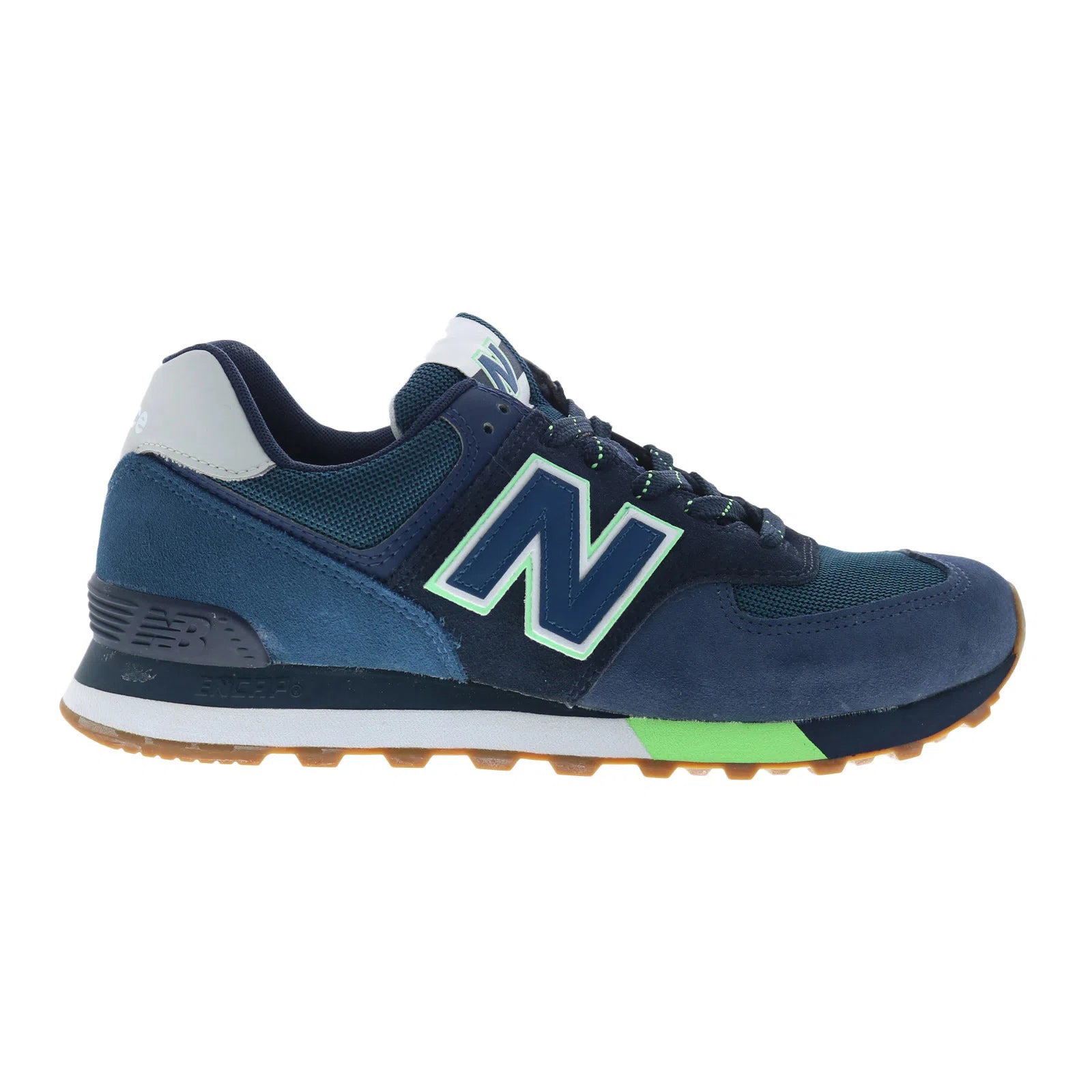 xml574pu2_navy_blue_teal_reshoot_01 New Balance 574 XML574PU2 Mens Blue Suede Lifestyle Sneakers Shoes - Image 1