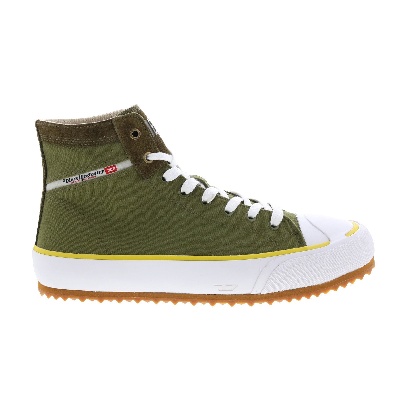 y02740-p4083-t7419_s-principia_mid_avocado_reshoot_01 Diesel S-Principia Mid Mens Green Canvas Lace Up Lifestyle Sneakers Shoes - Image 1